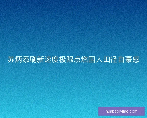 苏炳添刷新速度极限点燃国人田径自豪感